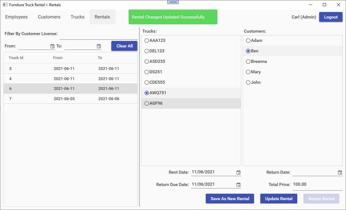 Truck Rental System